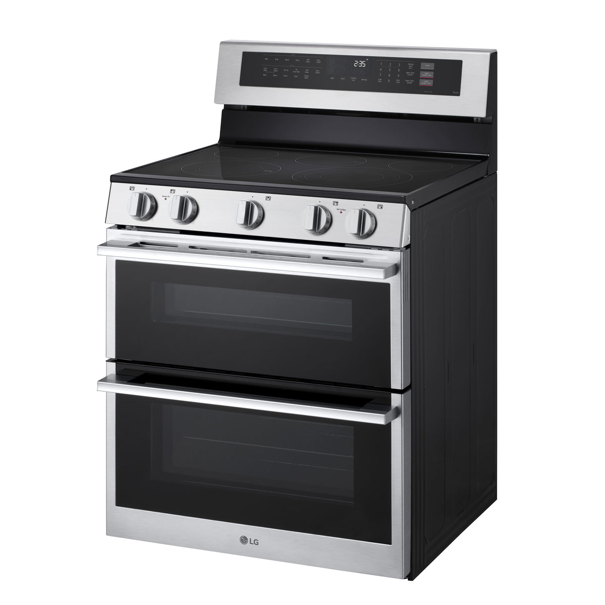 LG - 30-in 7.3 Cu. Ft. Freestanding Double Oven Elec True Convection Smart Range w/ 5 Elements, Air Fry and UltraHeat 3.2 kW - Stainless Steel