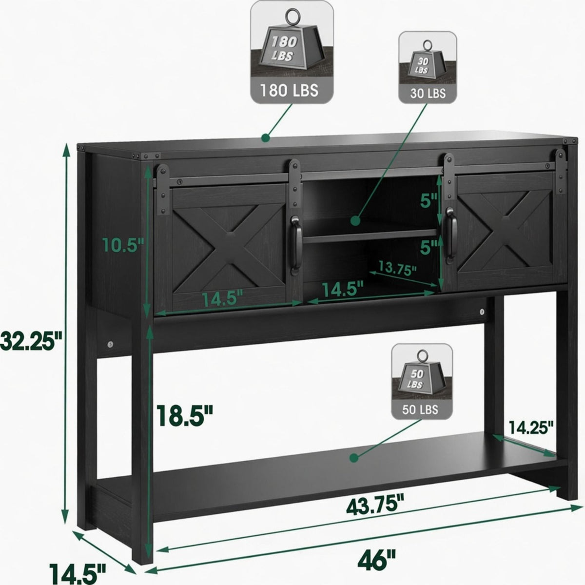 Mesa de entrada rústica con puerta corrediza estilo granero