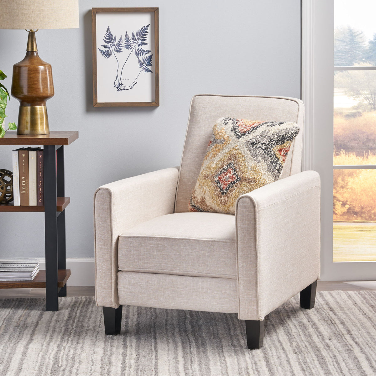 Sillón reclinable tapizado con respaldo retráctil para sala de estar