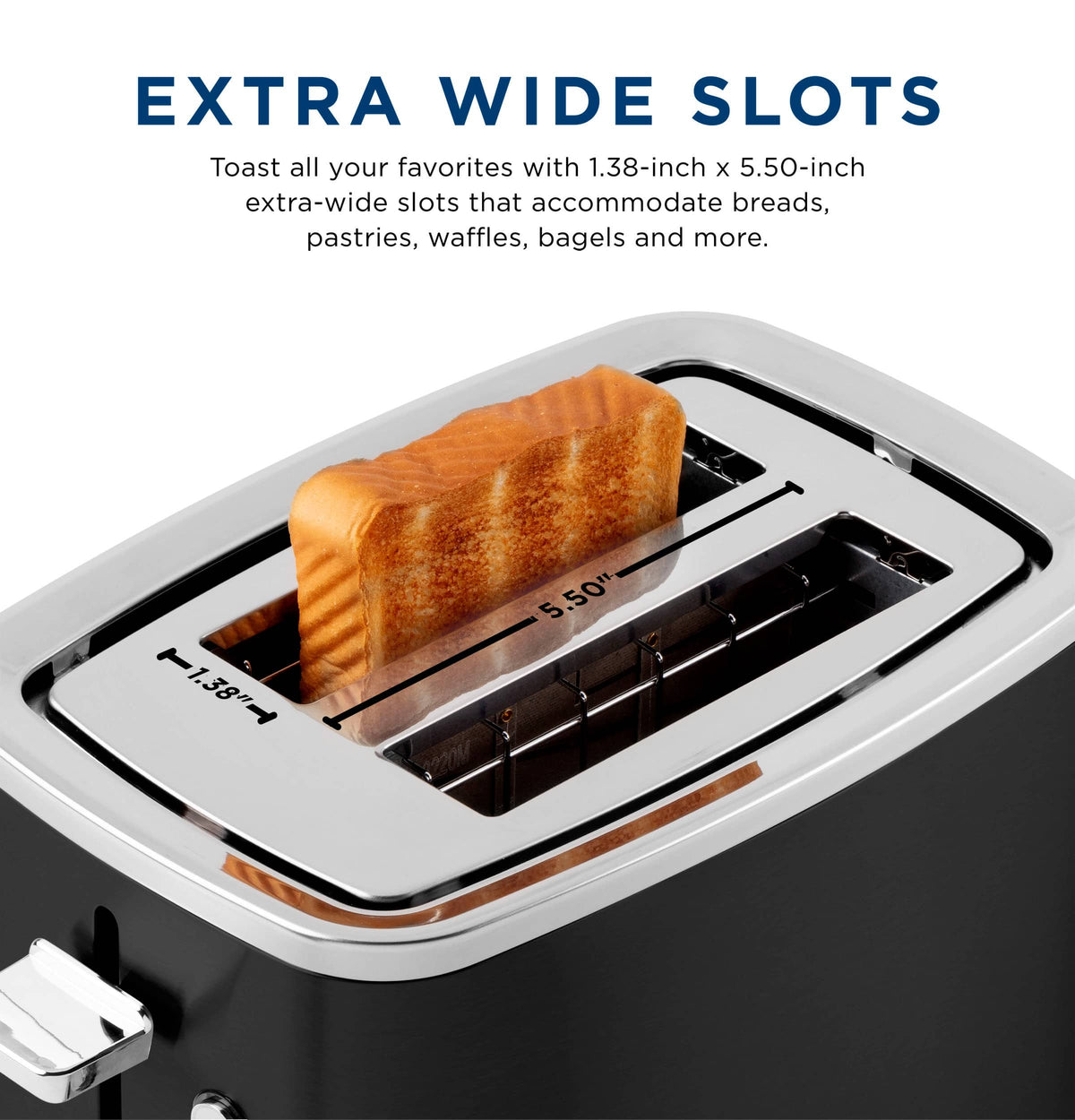 GE - 2-Slice Toaster with 7 Shade Settings and Extra Wide Slots - Onyx Black