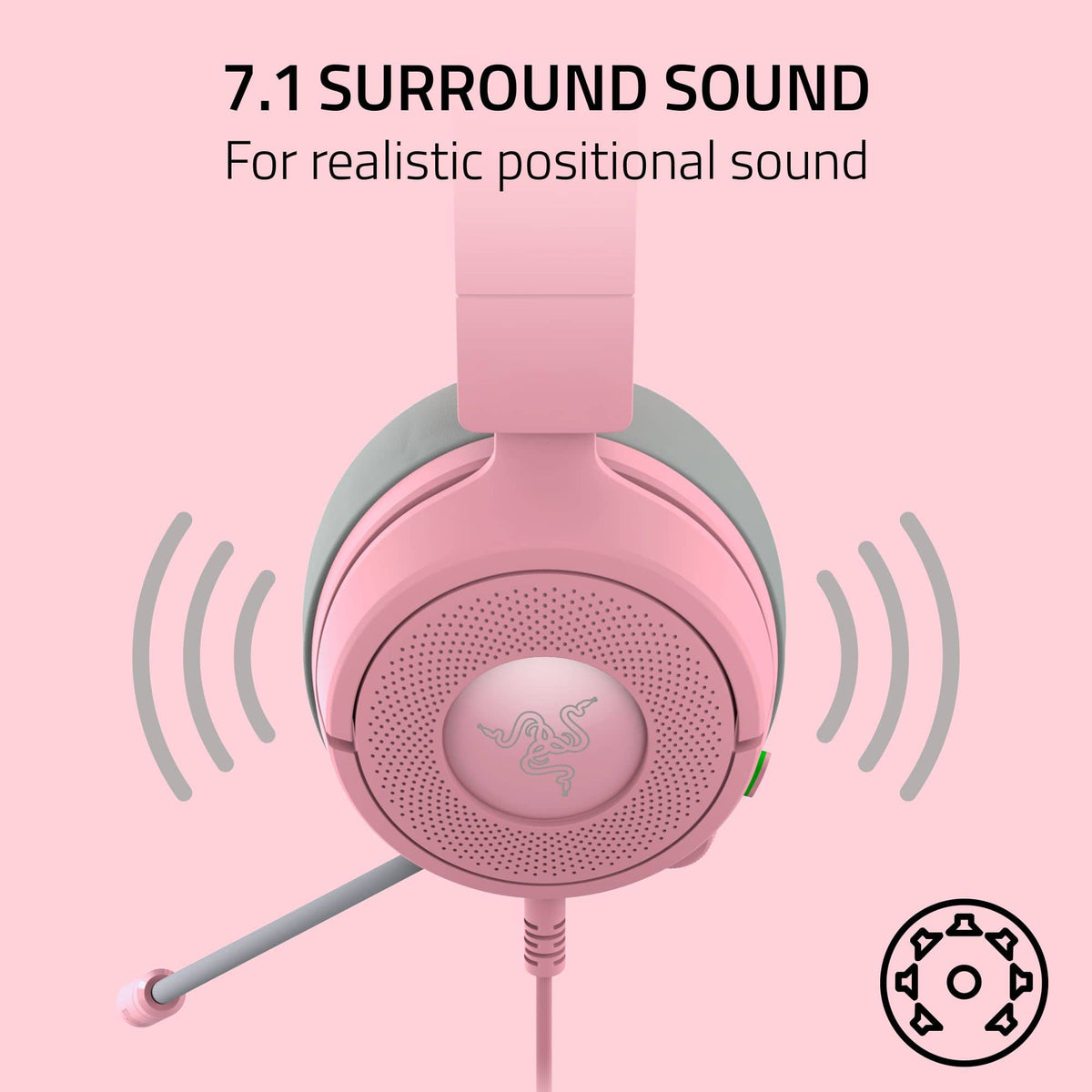Razer - Kraken Kitty V3 X Wired Over-the-Ear Gaming Headset for PC, Mac, PlayStation, Nintendo Switch, Steam Deck, Mobile - Quartz