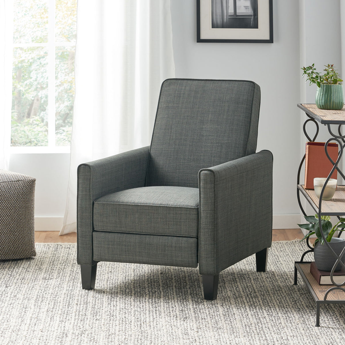 Sillón reclinable tapizado con respaldo retráctil para sala de estar