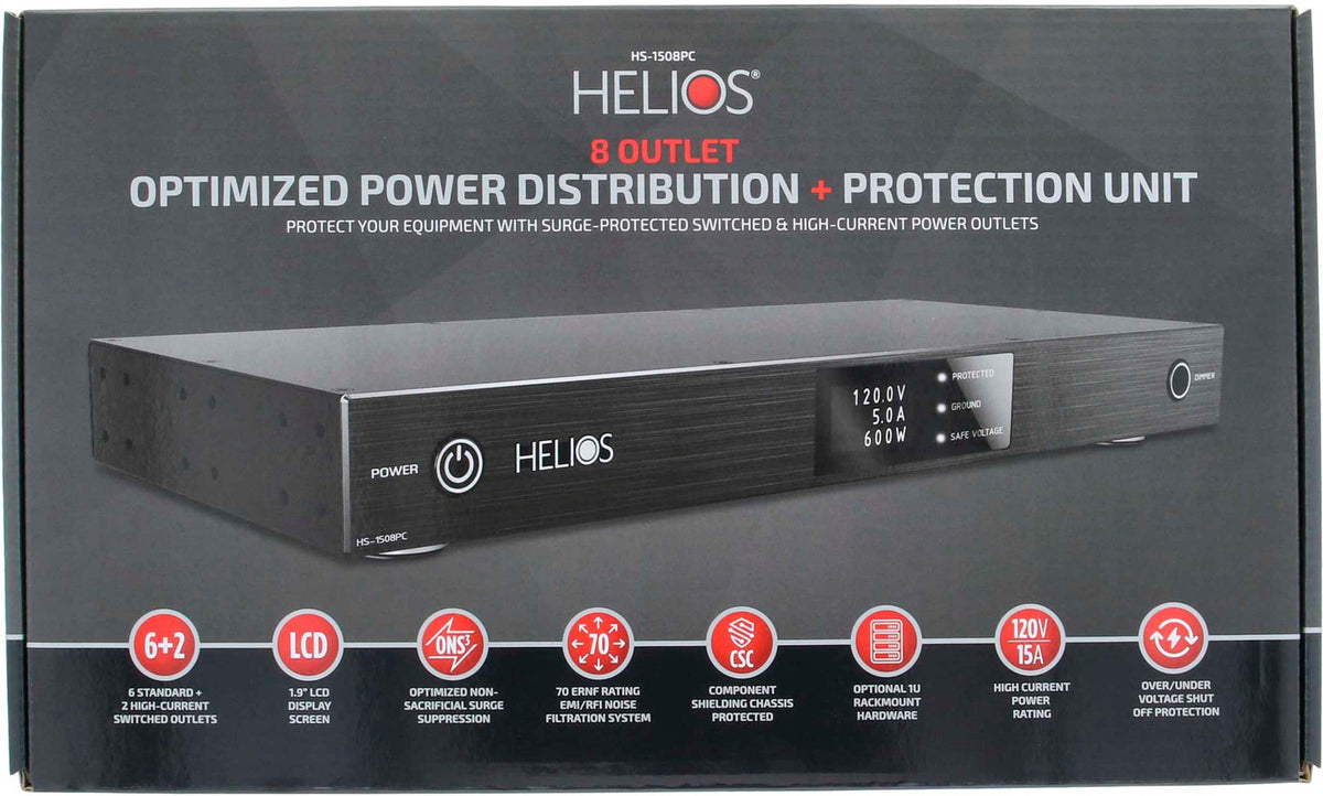 Ethereal - HELIOS 8-Outlet Unlimited Joules Surge Protector - Black Brushed Aluminum
