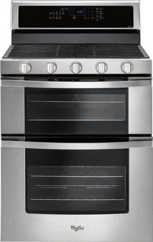 Whirlpool - 30 in. Wide 5 burners 6.0 cu. ft. Self-Cleaning Freestanding Double Oven Gas Convection Range - Stainless Steel