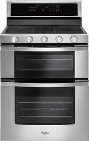 Whirlpool - 30 in. Wide 5 burners 6.0 cu. ft. Self-Cleaning Freestanding Double Oven Gas Convection Range - Stainless Steel