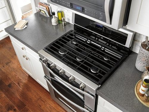 Whirlpool - 30 in. Wide 5 burners 6.0 cu. ft. Self-Cleaning Freestanding Double Oven Gas Convection Range - Stainless Steel