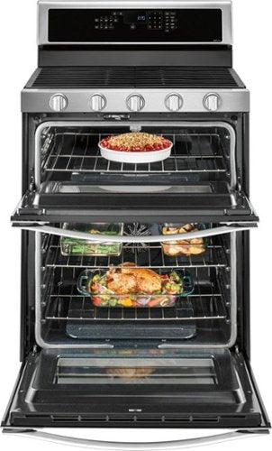 Whirlpool - 30 in. Wide 5 burners 6.0 cu. ft. Self-Cleaning Freestanding Double Oven Gas Convection Range - Stainless Steel