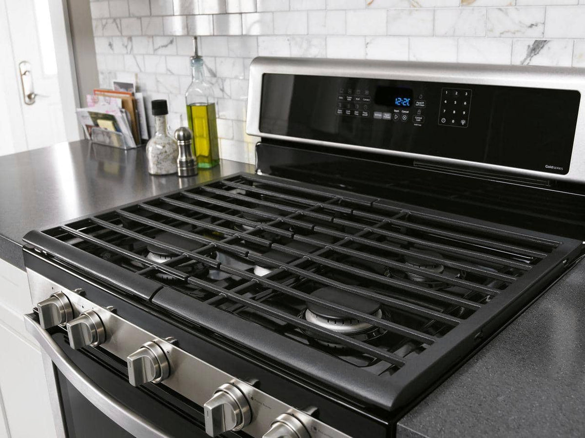 Whirlpool - 30 in. Wide 5 burners 6.0 cu. ft. Self-Cleaning Freestanding Double Oven Gas Convection Range - Stainless Steel