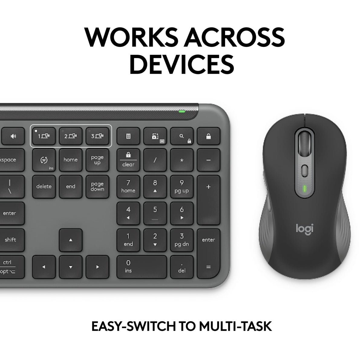 Logitech - Signature Slim MK955 For Business Full-Size Wireless Scissor Keyboard and Mouse Bundle With Quiet Typing & Clicking - Graphite