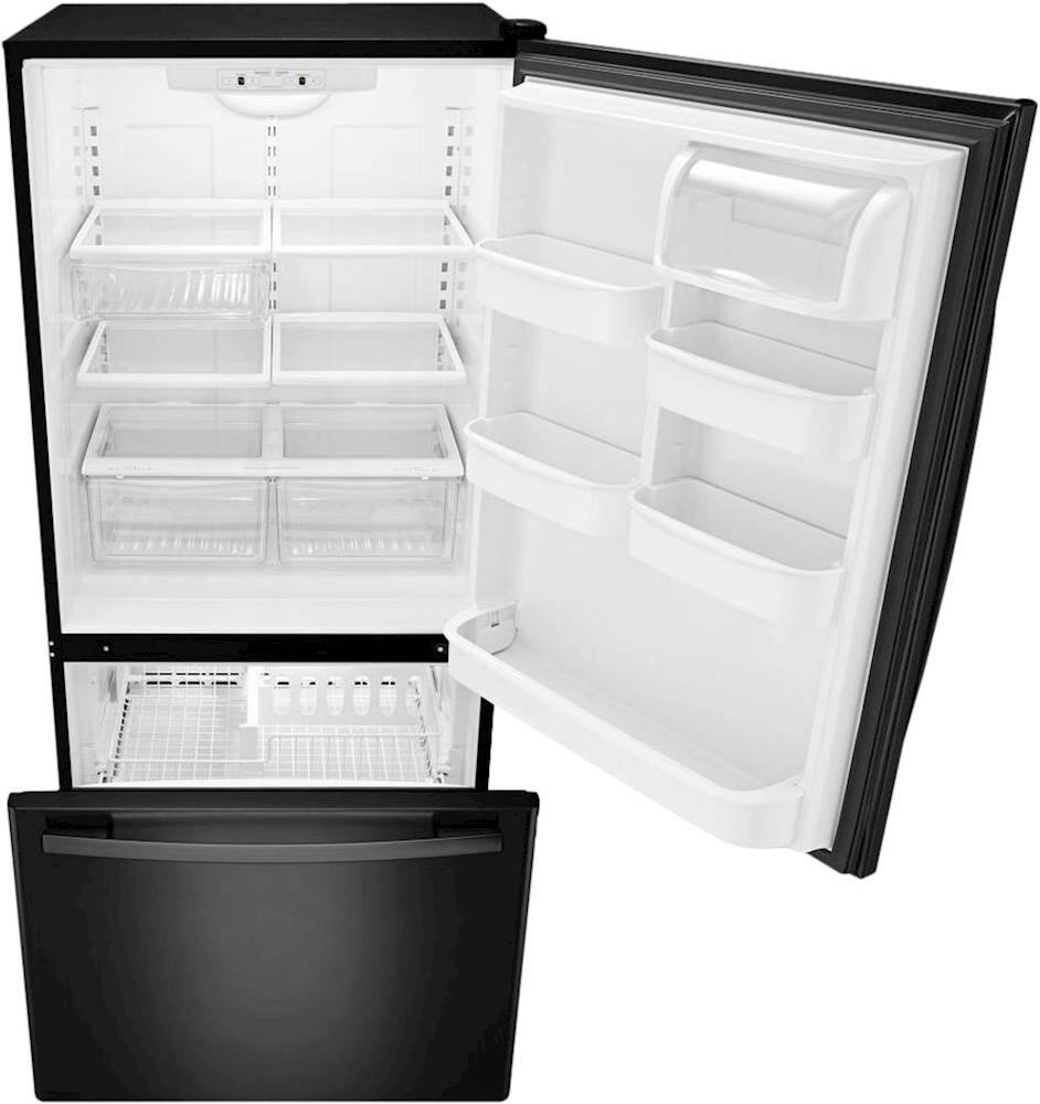 Amana - 33 in. Wide 22.1 cu. ft. Bottom-Freezer Refrigerator - Black