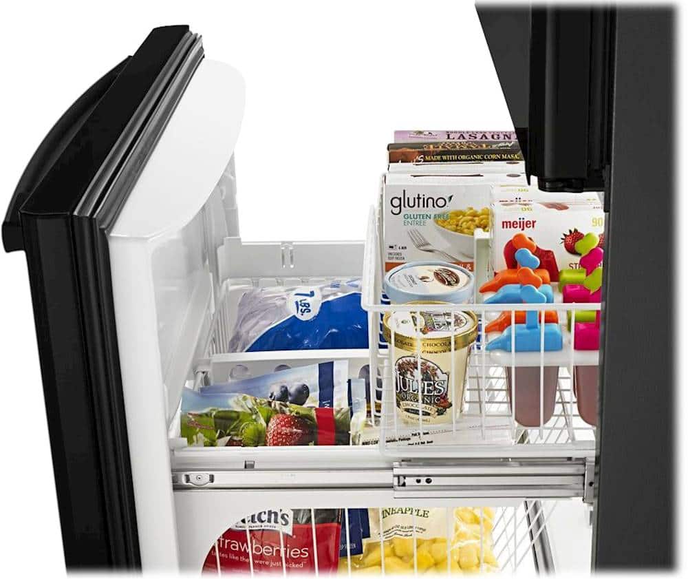 Amana - 33 in. Wide 22.1 cu. ft. Bottom-Freezer Refrigerator - Black