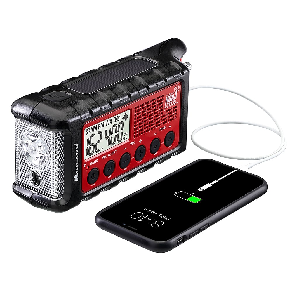 Midland - E+READY Emergency Crank Weather Alert Radio - Black/Red