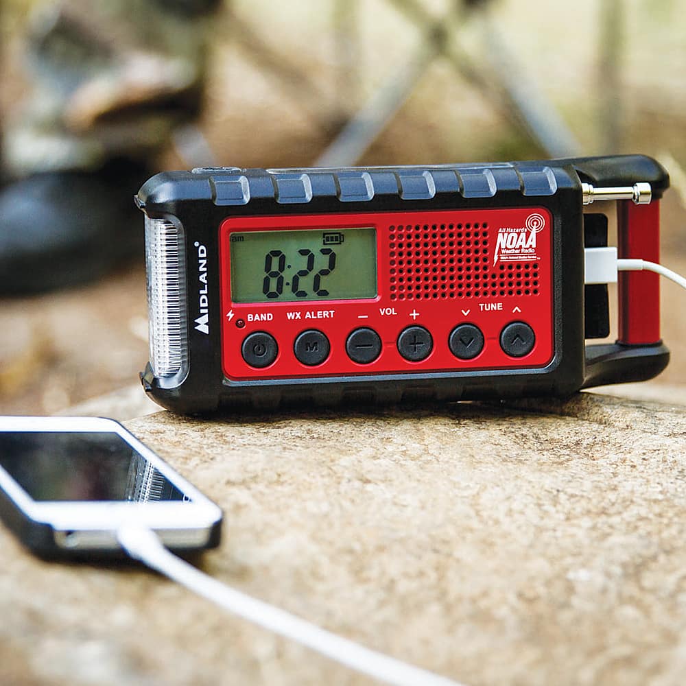 Midland - E+READY Emergency Crank Weather Alert Radio - Black/Red