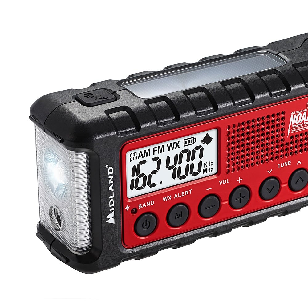 Midland - E+READY Emergency Crank Weather Alert Radio - Black/Red