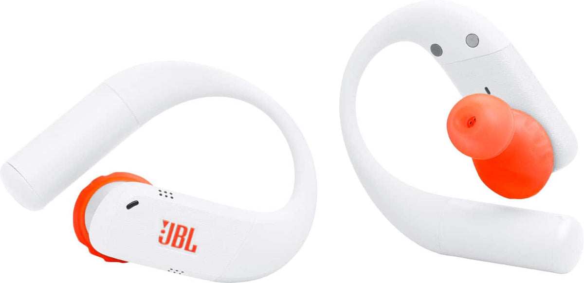 JBL - Endurance Peak 4 - TRUE Wireless Bluetooth Noise Cancelling Sport In-Ear Earbuds - 2027 - White / Orange