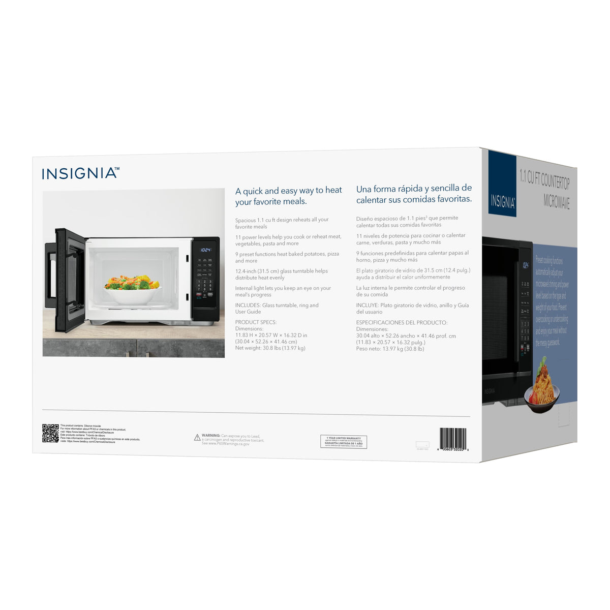 Insignia™ - 1.1 Cu. Ft. Countertop Microwave - Black