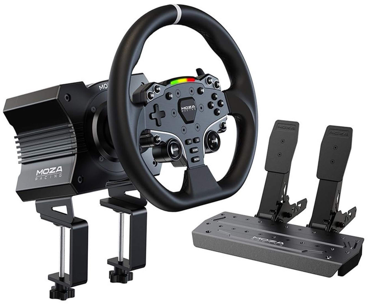 Moza Racing - R5 Direct Drive Sim Racing Bundle with 5.5Nm of force for Windows (Pedals, Wheelbase, & Steering Wheel) - Black