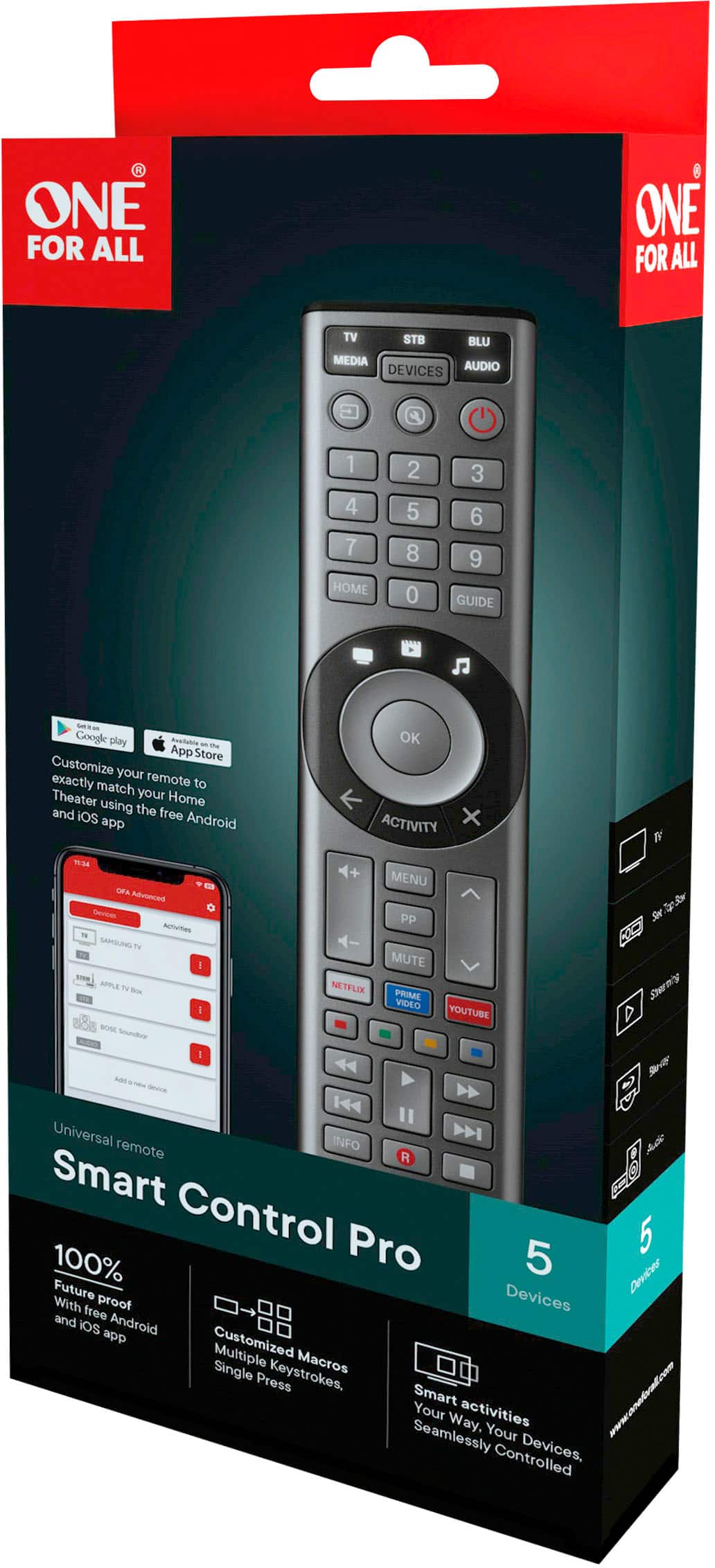 One for All - Smart Control Pro 5 Universal Remote - Charcoal grey