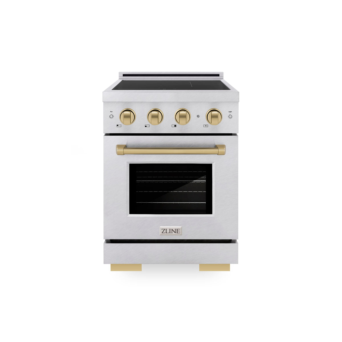 ZLINE - 24 in. Wide 3 Elements Autograph 3.2 cu. ft. Paramount Freestanding Induction Range in Satin Steel with Bronze Accents - Satin Stainless Steel
