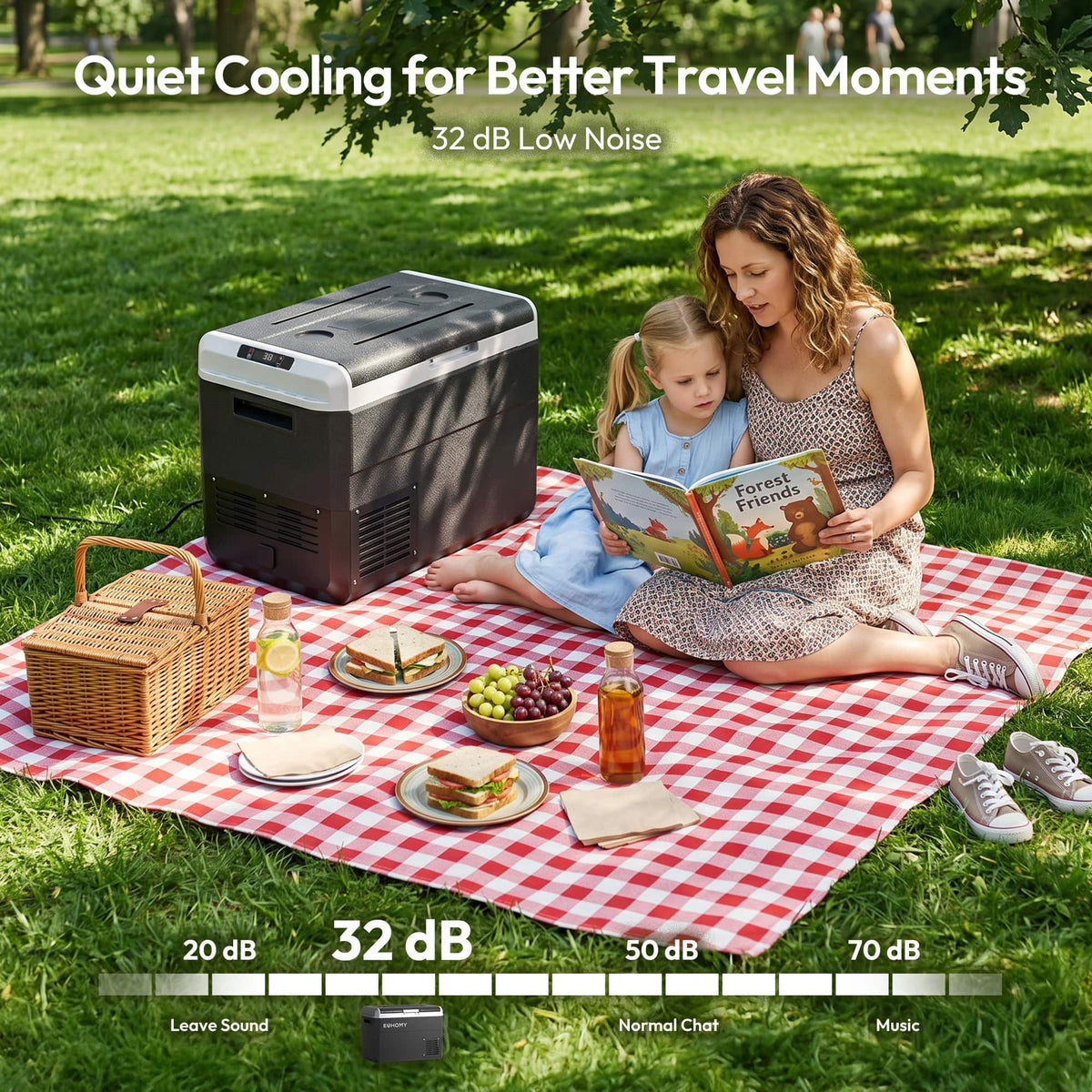 Euhomy - 53 QT Portable Car refrigerator - Black