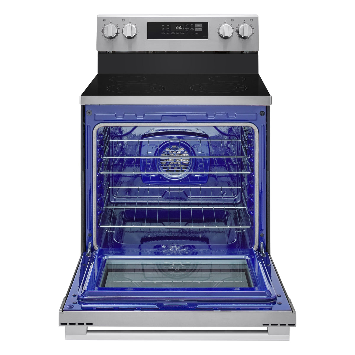 LG - 30-in Wide 6.3 Cu. Ft. Freestanding Electric Convection Smart Range with 4 Elements, Air Fry and WideView Window - Stainless Steel