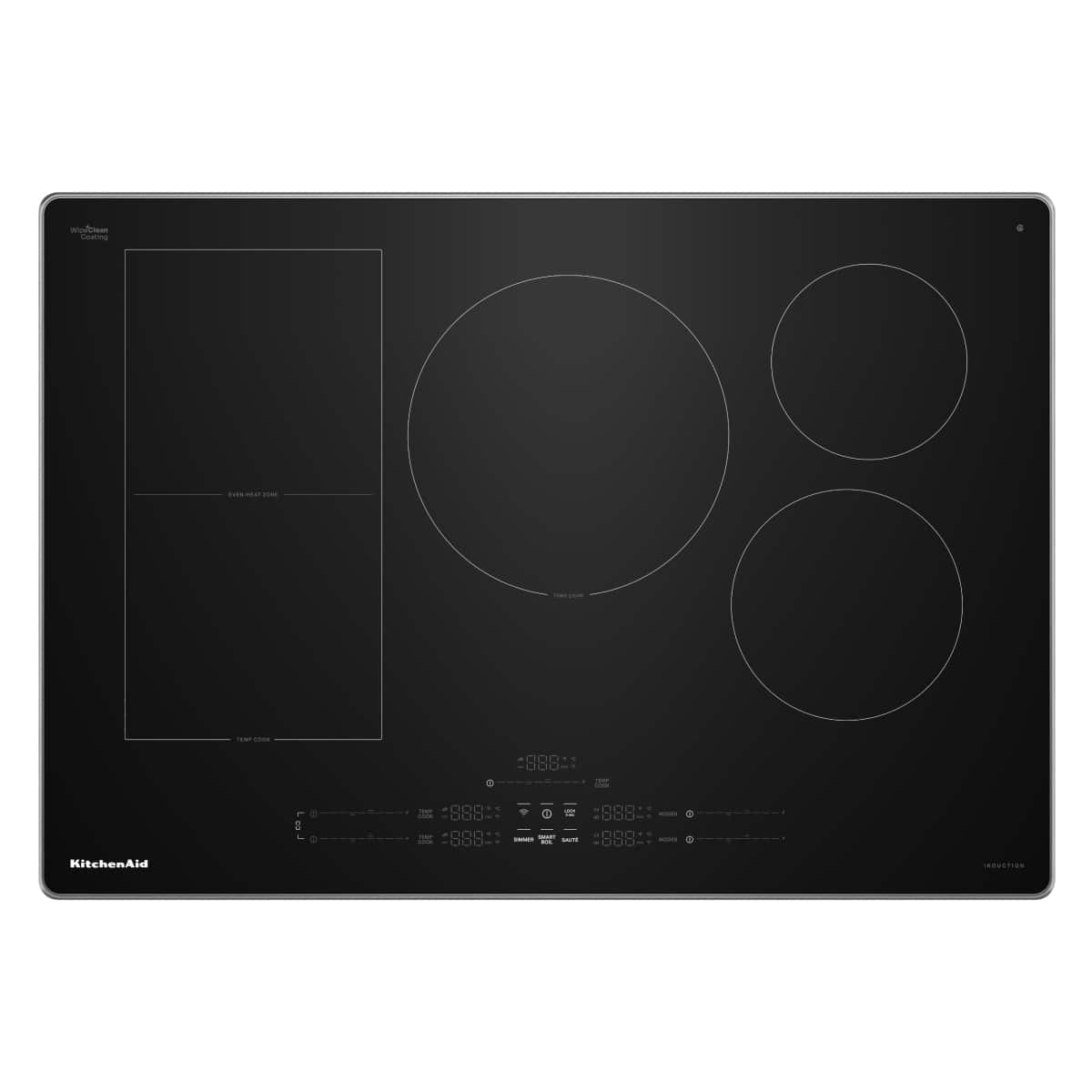 KitchenAid - 36 in. Wide 4 element Electric Induction Cooktop with 5 Cooking Zones and Temp Cook Induction Technology - Stainless Steel