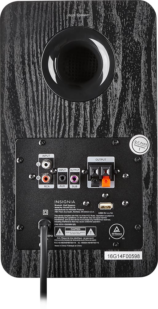 Insignia™ - 25w (per speaker, 50w total) Bluetooth Bookshelf Speakers - Black