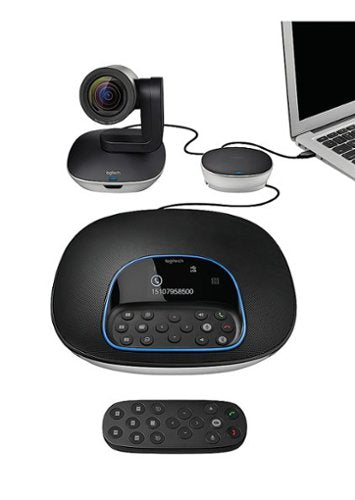 Logitech - GROUP Videoconferencing System for Mid to Large-sized Meeting Rooms - Black