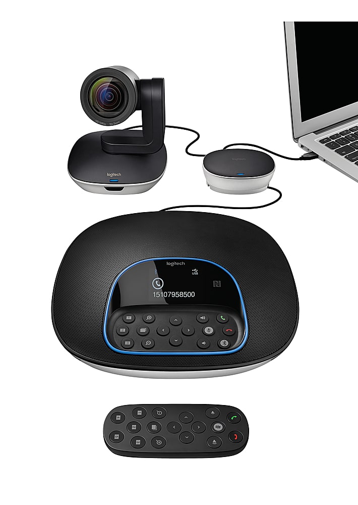 Logitech - GROUP Videoconferencing System for Mid to Large-sized Meeting Rooms - Black