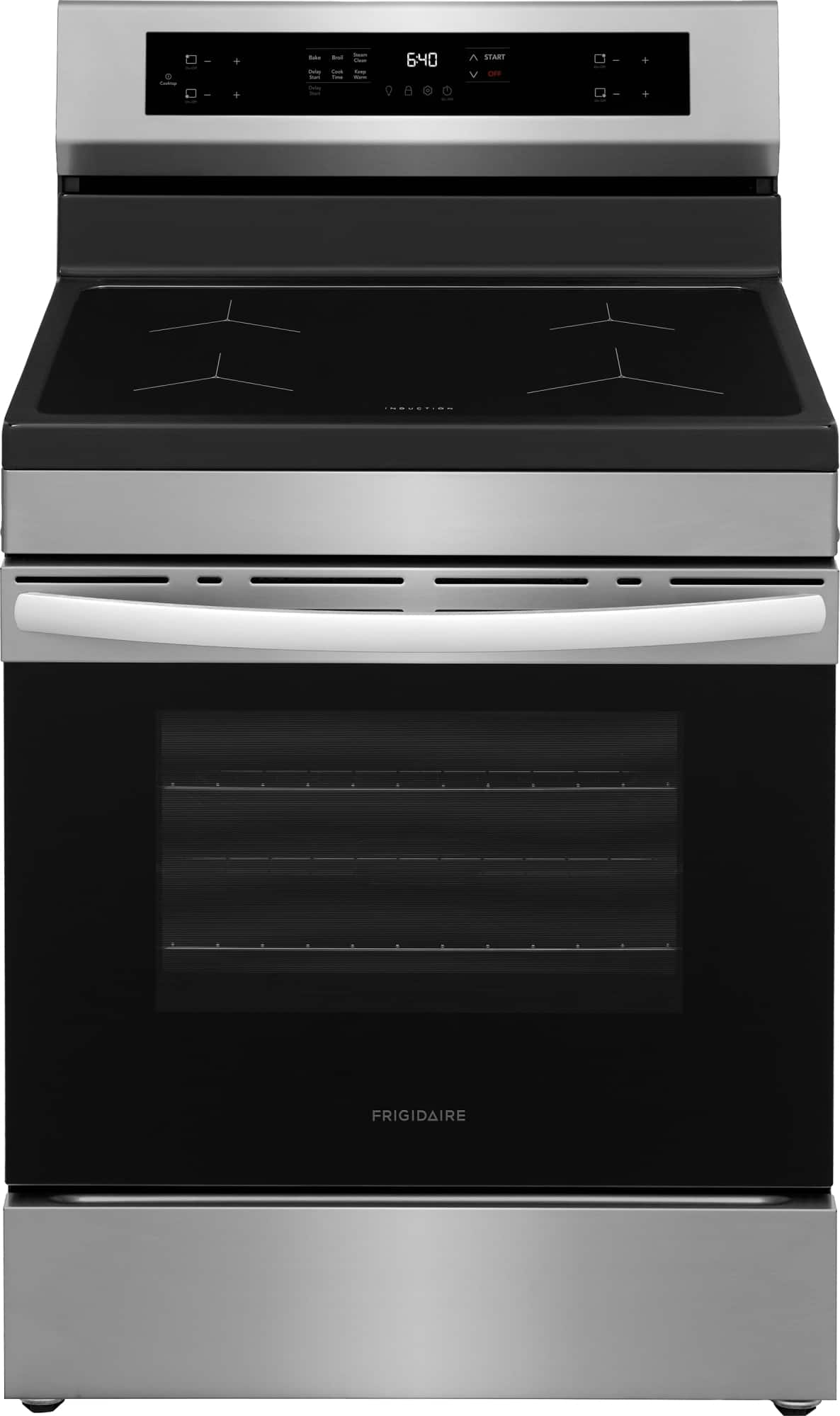 Frigidaire - 30 in. Wide 4 elements 5.3 Cu. Ft. Freestanding Induction Range with 3,600-Watt Power Boil Element and Steam Clean - Stainless Steel
