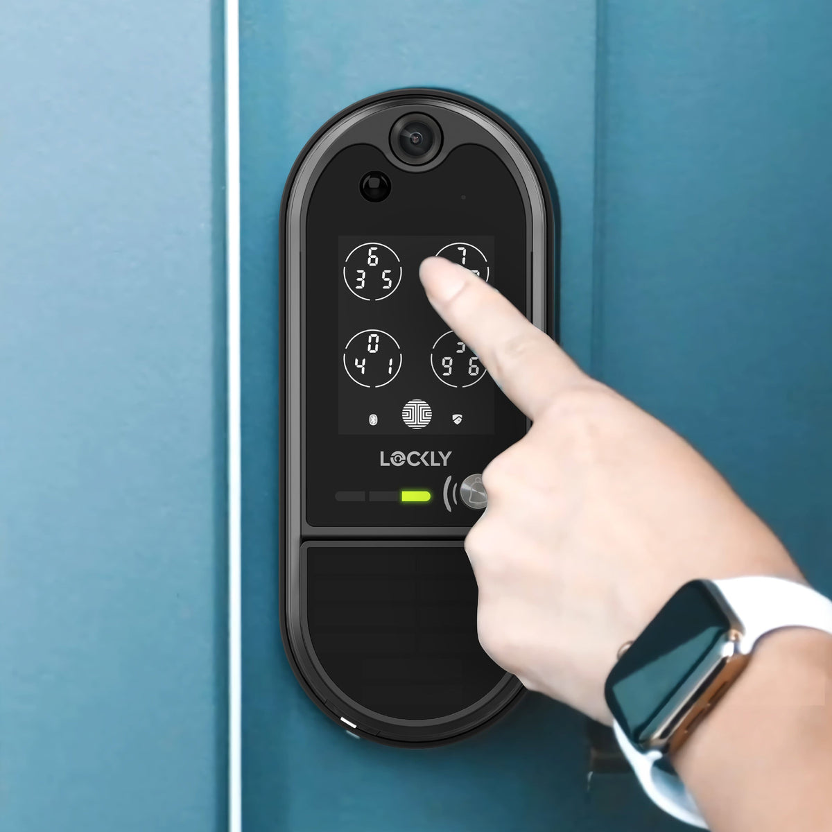 Lockly - Vision Elite Smart Lock Deadbolt with with App/Keypad/Biometric/Voice Assistant/Key Access Solar Charging - Matte Black