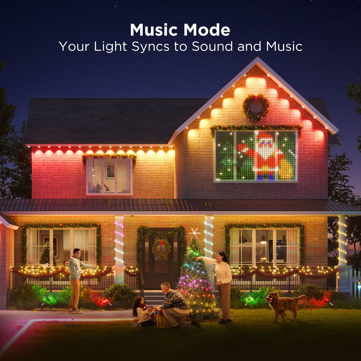 Govee - Wi-Fi RGBIC Outdoor Permanent String Lights 100ft - Black