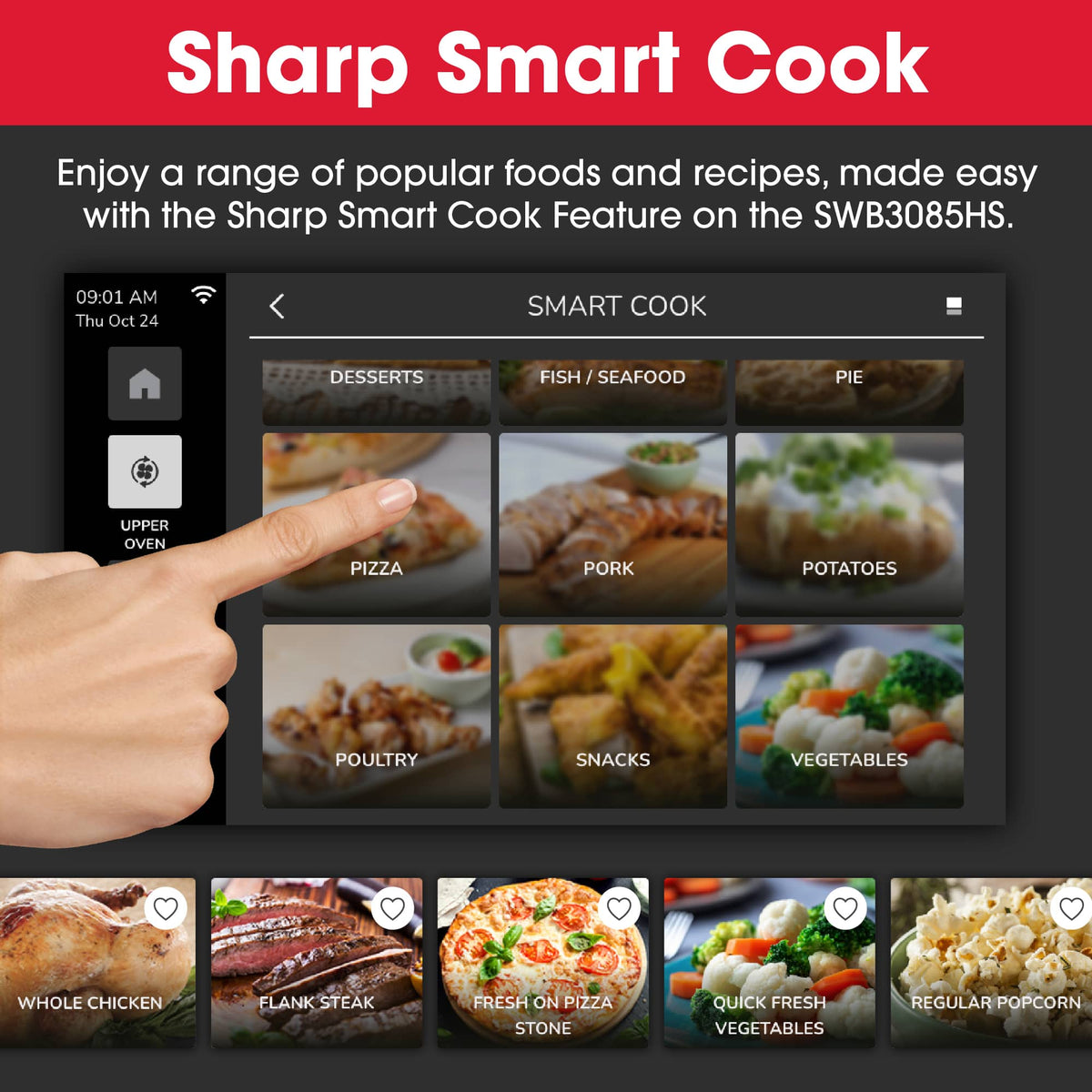 Sharp - 30 In Smart Convection Wall Oven and Microwave Drawer Combination for Single Cutout with Alexa Compatibility (SWB3085HS) - Stainless Steel