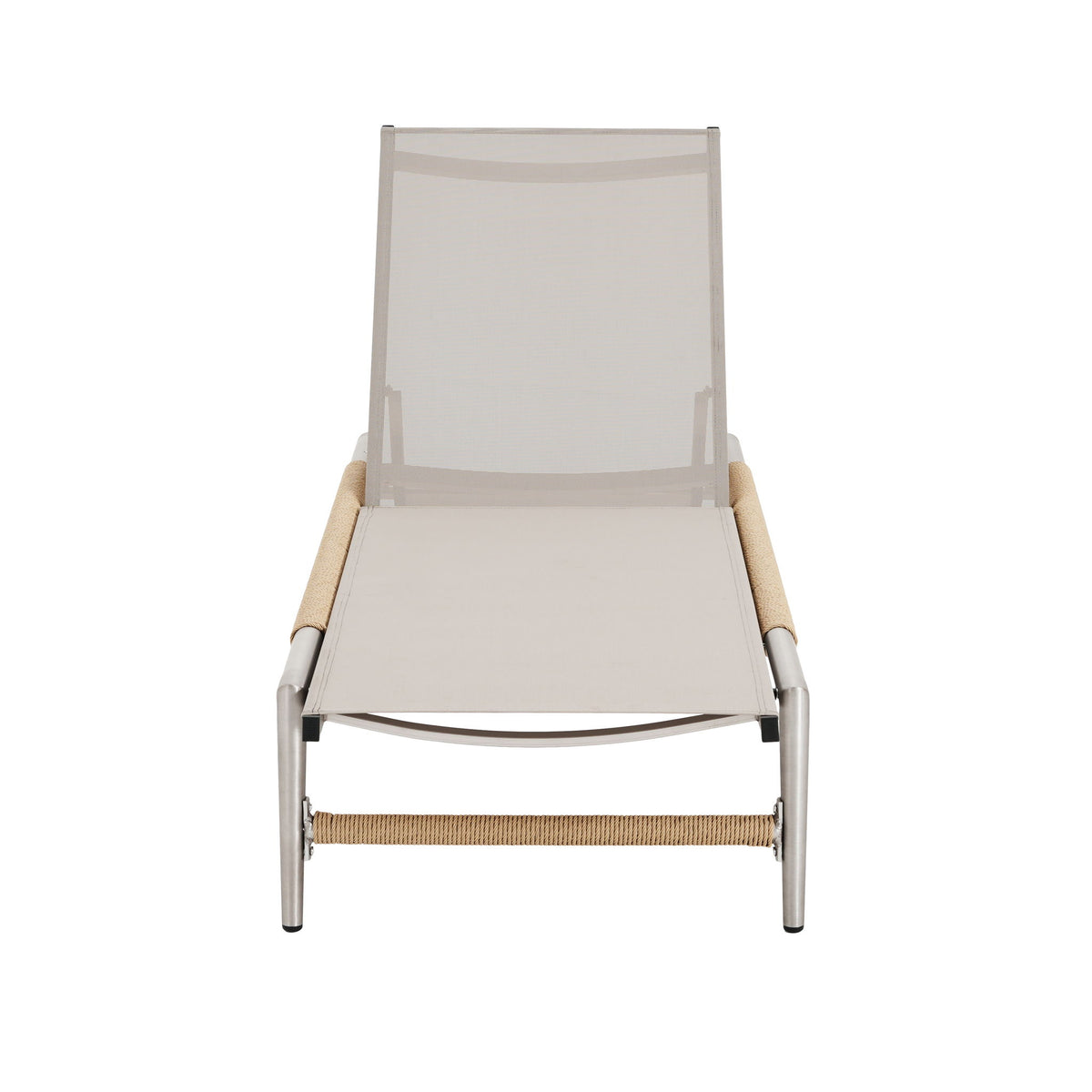 Hargrove - Outdoor Patio Aluminun Chaise Lounge, Outdoor Mesh Seat - Natural / Silver