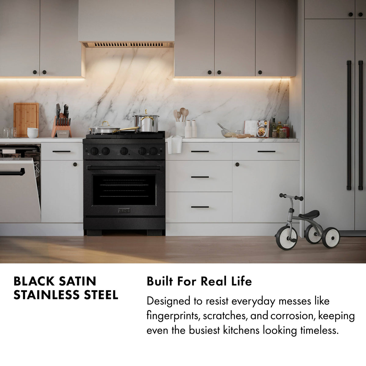 48 in. Wide 8 Burner ZLINE Autograph 6.7 cu. ft. Freestanding Paramount DuoPro Dual Fuel Range with and Bronze Accents - Black Satin Stainless Steel