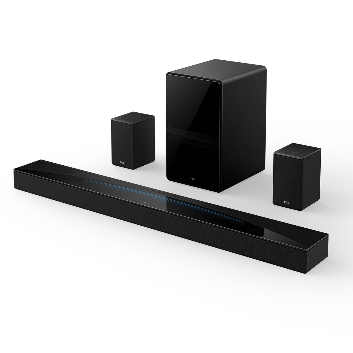 TCL - Q85H Q Class 7.1.4 Channel Sound Bar with Dolby Atmos, Wireless Subwoofer, and Wireless Surround Speakers - Black