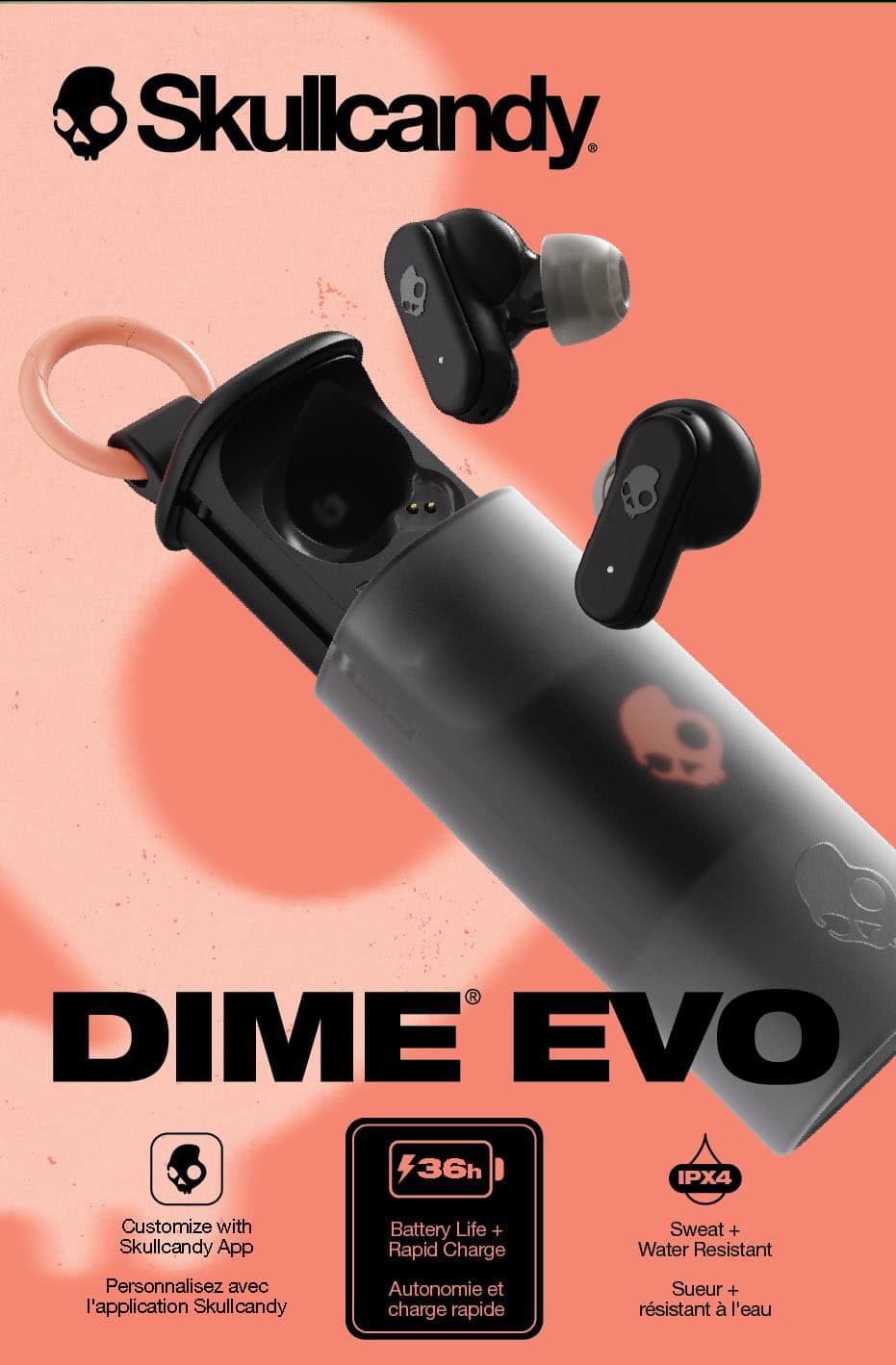 Skullcandy - Dime Evo True Wireless Bluetooth In-Ear Earbuds - Black