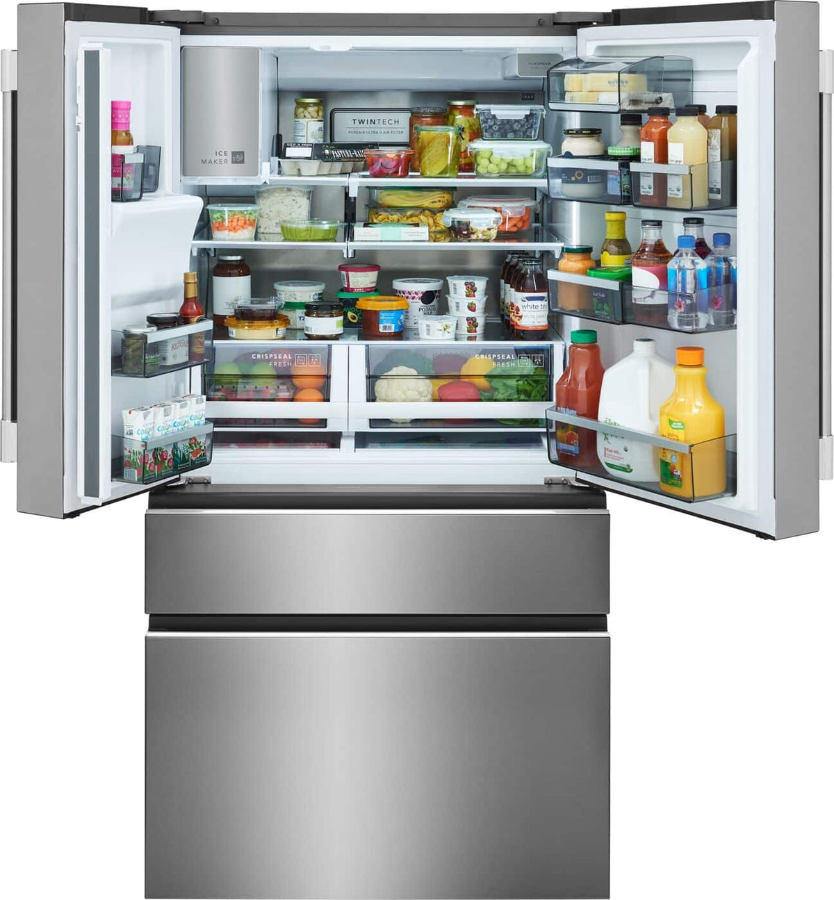 Frigidaire - Professional 36 in. Wide 26 Cu. Ft. Standard-Depth 4-Door French Door Refrigerator with Custom-Flex Temp Drawer - Stainless Steel