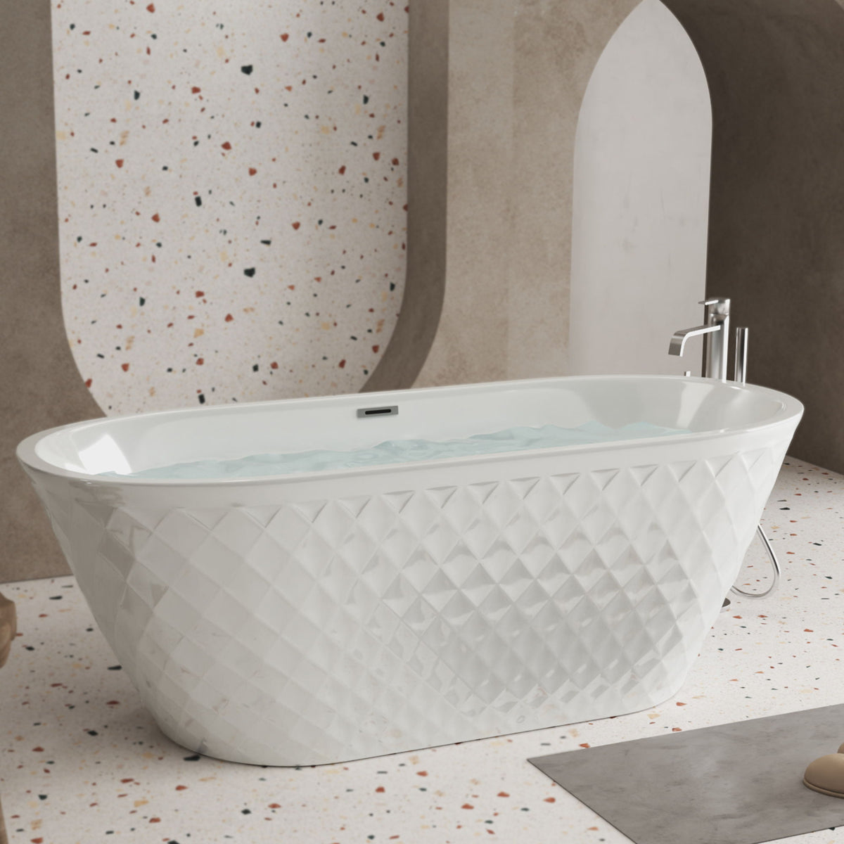 Bañera Exenta con Diseño de Patrón de Diamantes