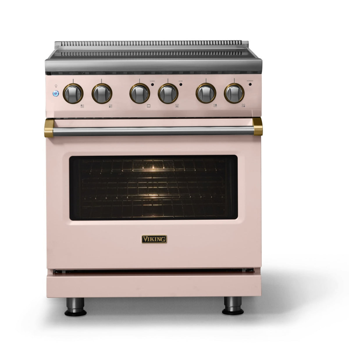 Viking - 30"W. Pro5S 4.7 Cu. Ft. Freestanding 4 Element Electric Convection Range - /Brushed Brass - Blush