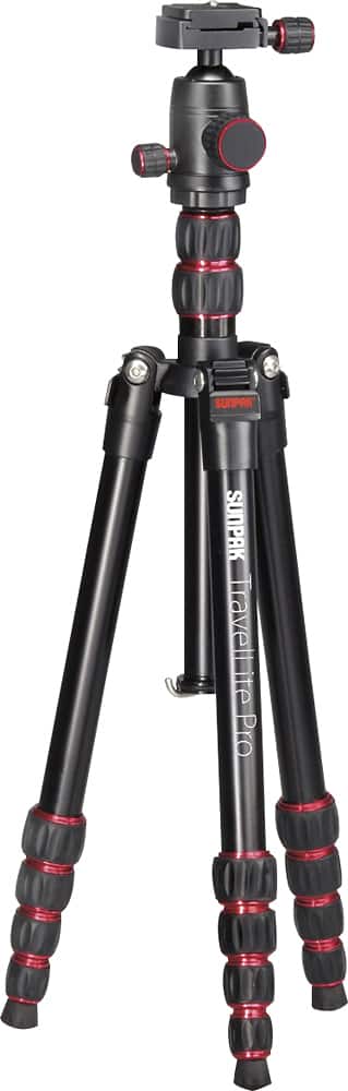 Sunpak - TravelLite Pro Reverse Folding 63" Tripod - Black/Red Accents