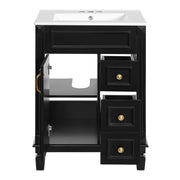 Bathroom Vanity With Sink, Compact Cabinet & 2 Drawers And Adjustable Shelf