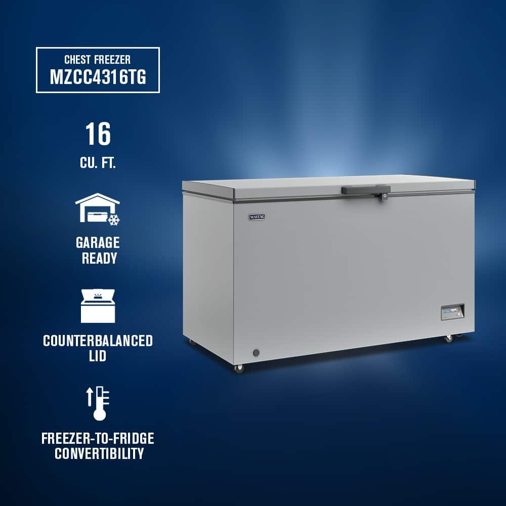 Maytag - Maytag® 16 Cu. Ft. Garage Ready Chest Freezer with Freezer-to-Fridge Convertibility - Gray