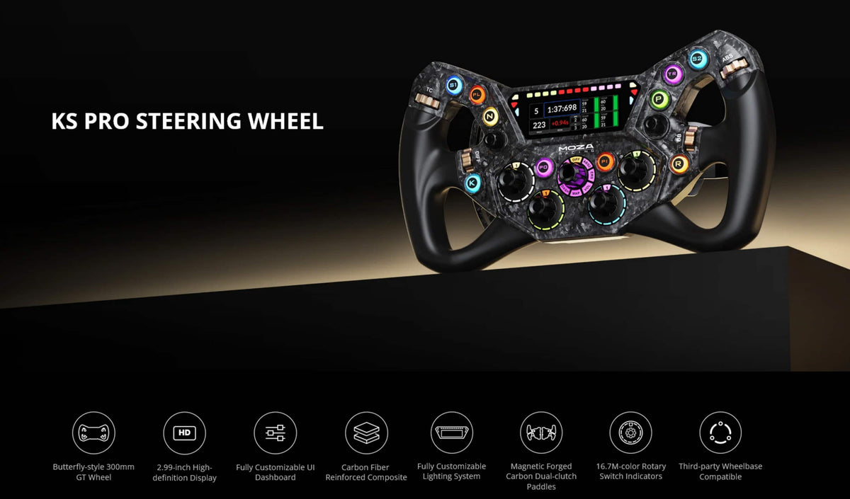 Moza Racing - KS Pro Sim Racing Steering Wheel for Windows - Black