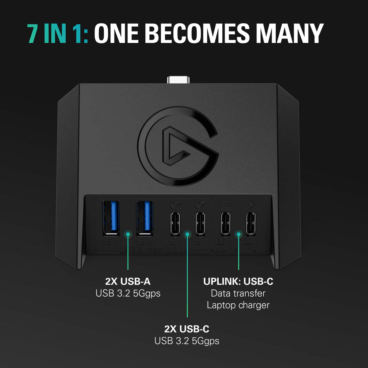 Elgato - USB Hub - For Stream Deck+ USB Microphone Interface and Customizable Audio Mixer - Black