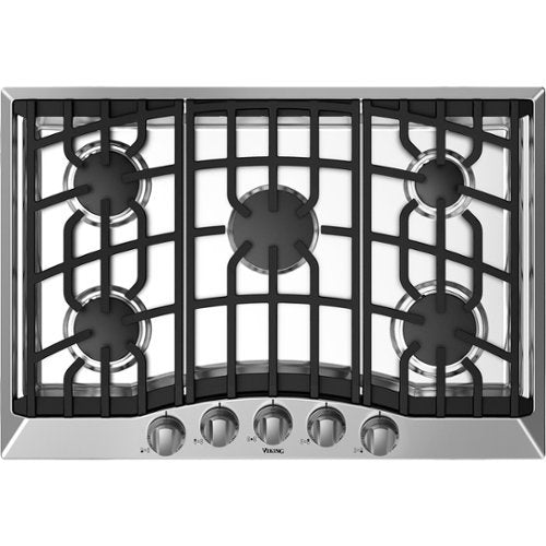 Viking - 37 in. Wide 5 Burner LP Gas Cooktop - Stainless Steel
