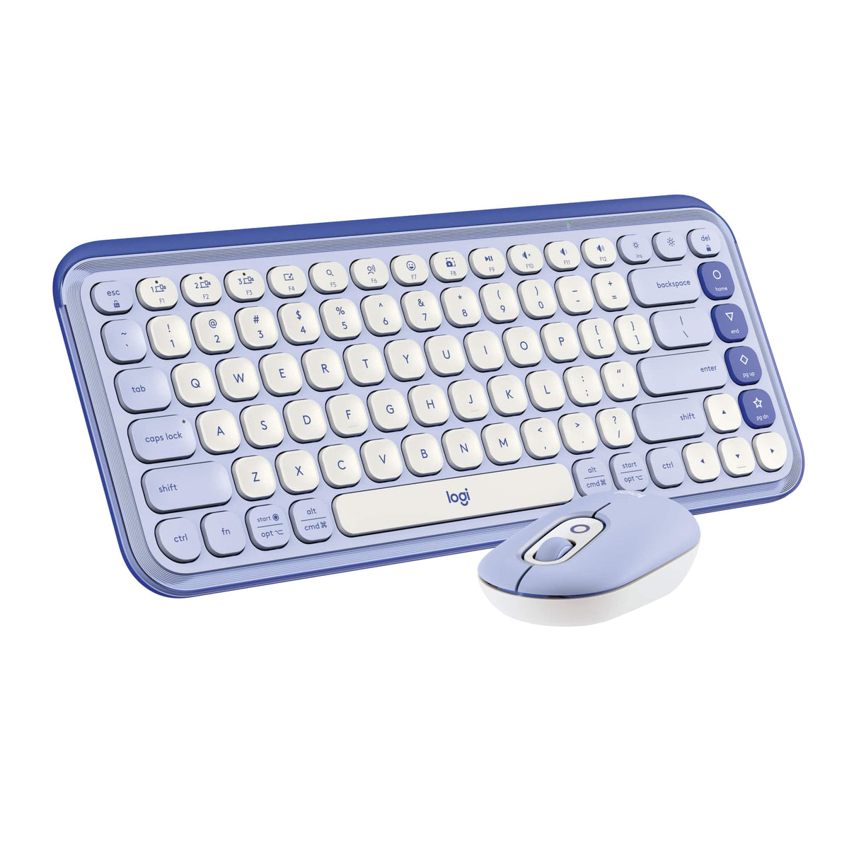 Logitech - POP ICON COMBO Compact TKL Wireless Bluetooth Keyboard and Mouse Bundle with Programmable Quiet Keys and Buttons - Lilac & Off-White