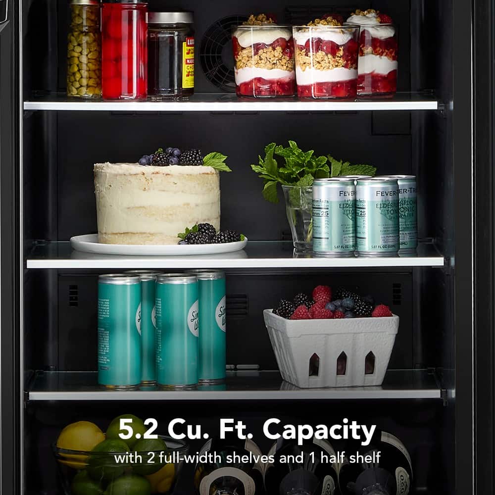 KitchenAid - 5.2 Cu. Ft. Undercounter Refrigerator Glass Door and Shelves with Metallic Accents - PrintShield Stainless Finish