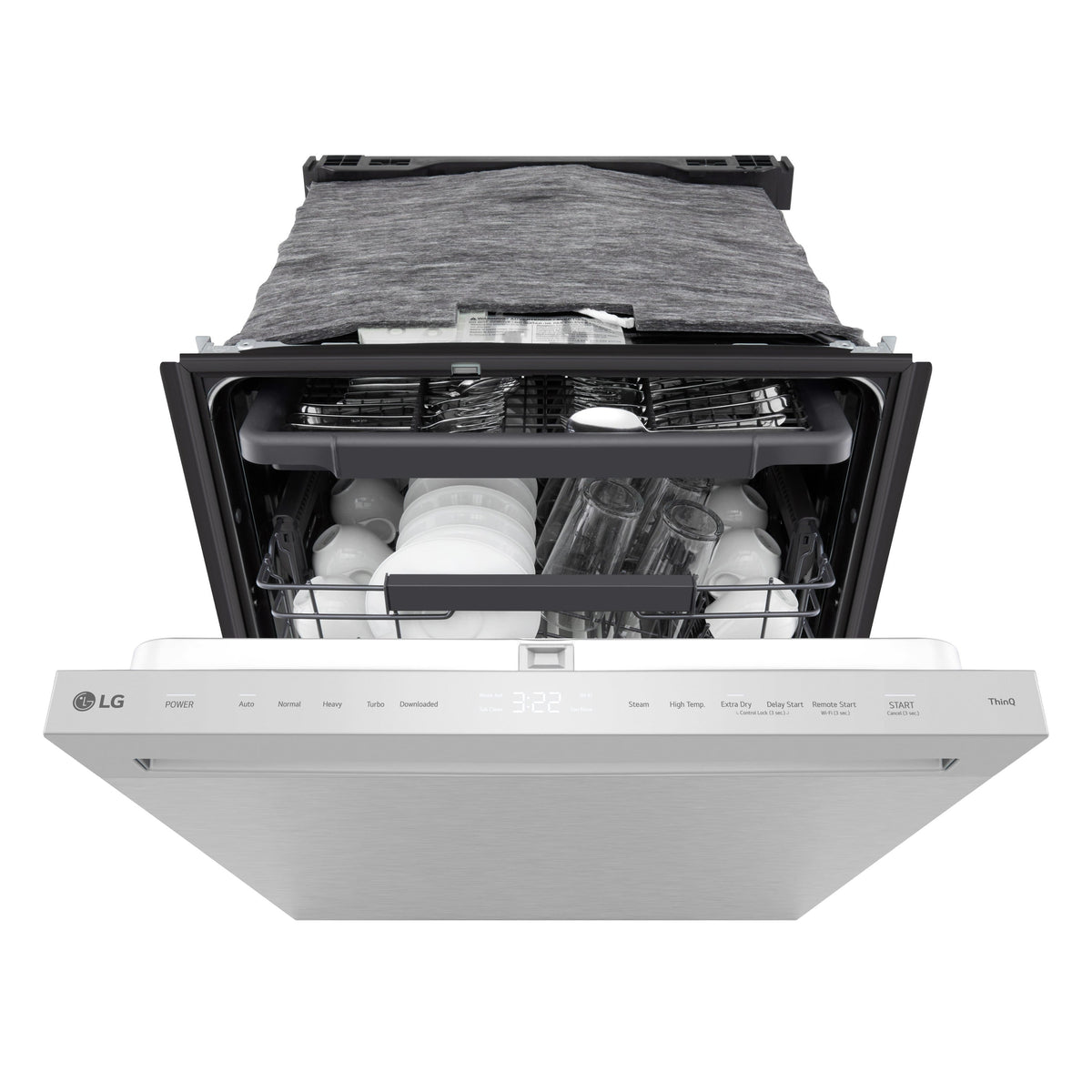 LG - FlushFit 24" Top Control Smart Built-In Stainless Steel Tub Dishwasher with 3rd Rack, AutoVent Dry and 46dBA - Stainless Steel