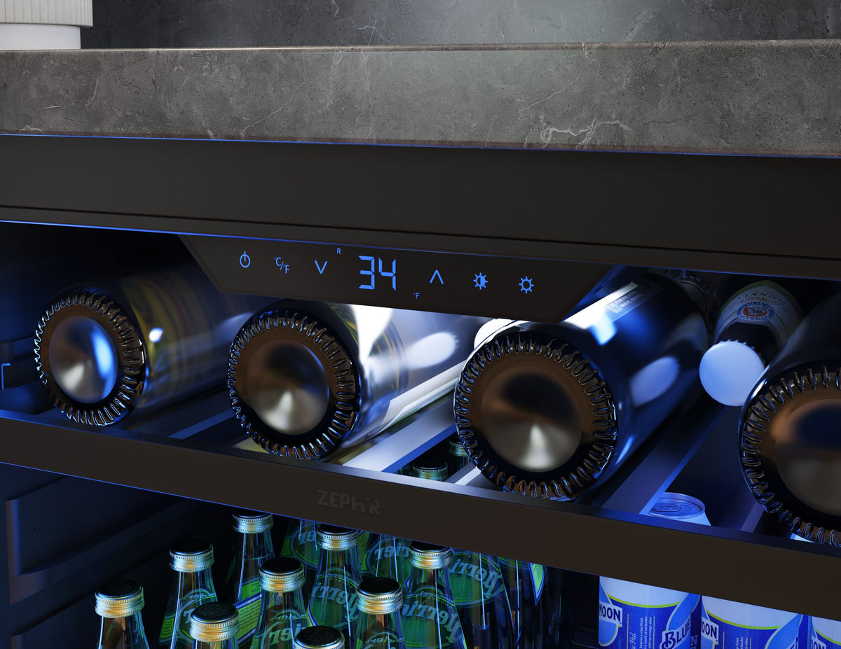 Zephyr - Presrv 24 in. 7-Bottle and 108-Can Single Zone Panel-Ready Beverage Cooler - Panel Ready + Glass